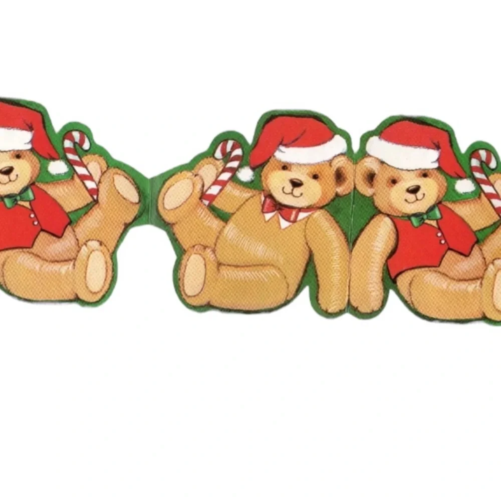 New Sealed American Greetings Teddy Bear Garland Cardboard 6 Feet Christmas Kids